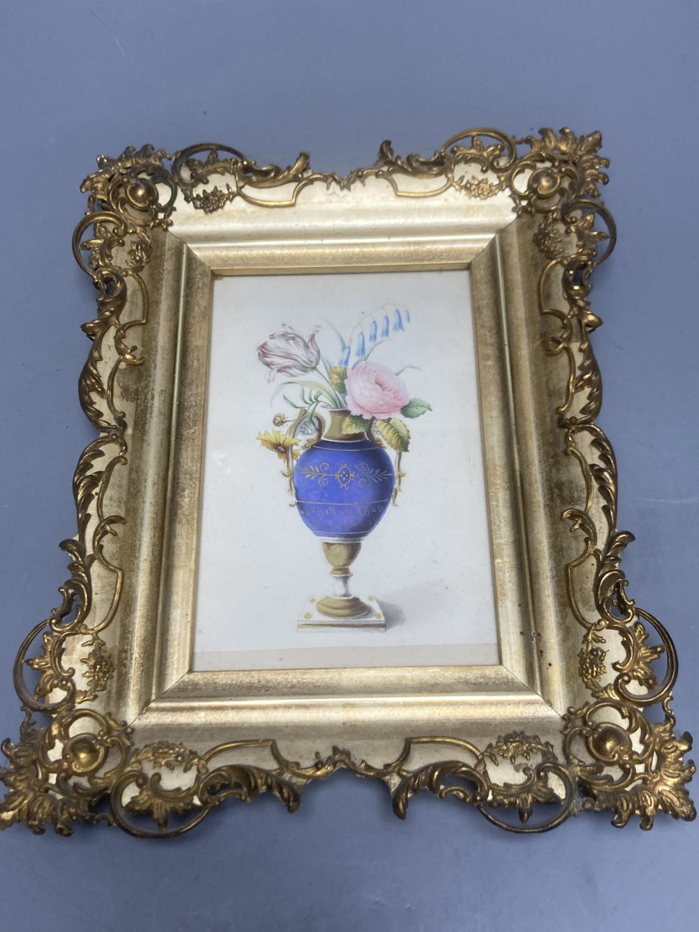 A pair of late Victorian watercolours of flower filled vases and another of a pheasant, framed, largest 14 x 9cm (3)